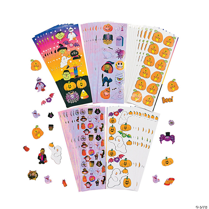 Bulk 1200 Pc. Halloween Sticker Sheet Assortment Image