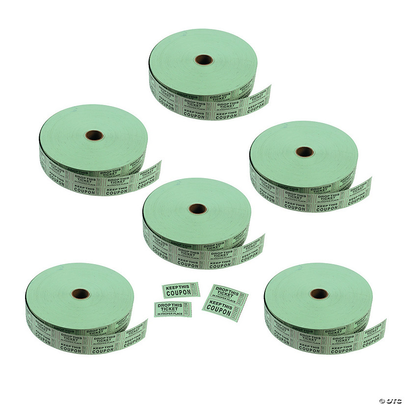 Bulk 12,000 Pc. Green Coupon Double Roll Tickets Image