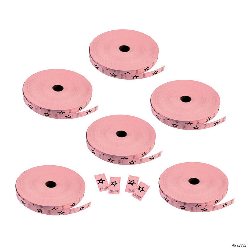 Bulk 12,000 Pc. Pink Star Single Roll Tickets Image