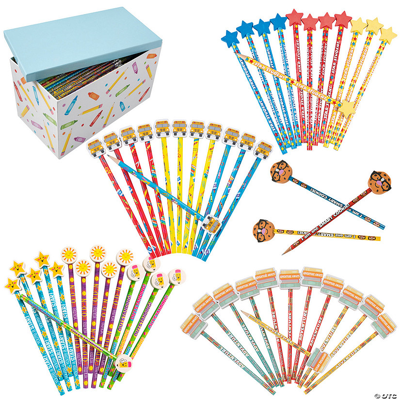 Bulk 121 Pc. School Eraser Top Pencils with Storage Box Kit Image