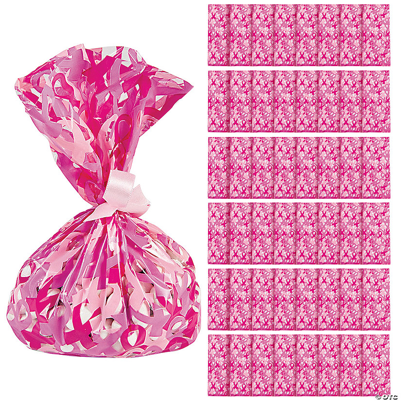 Bulk 144 Pc. Breast Cancer Awareness Cellophane Treat Bags Image