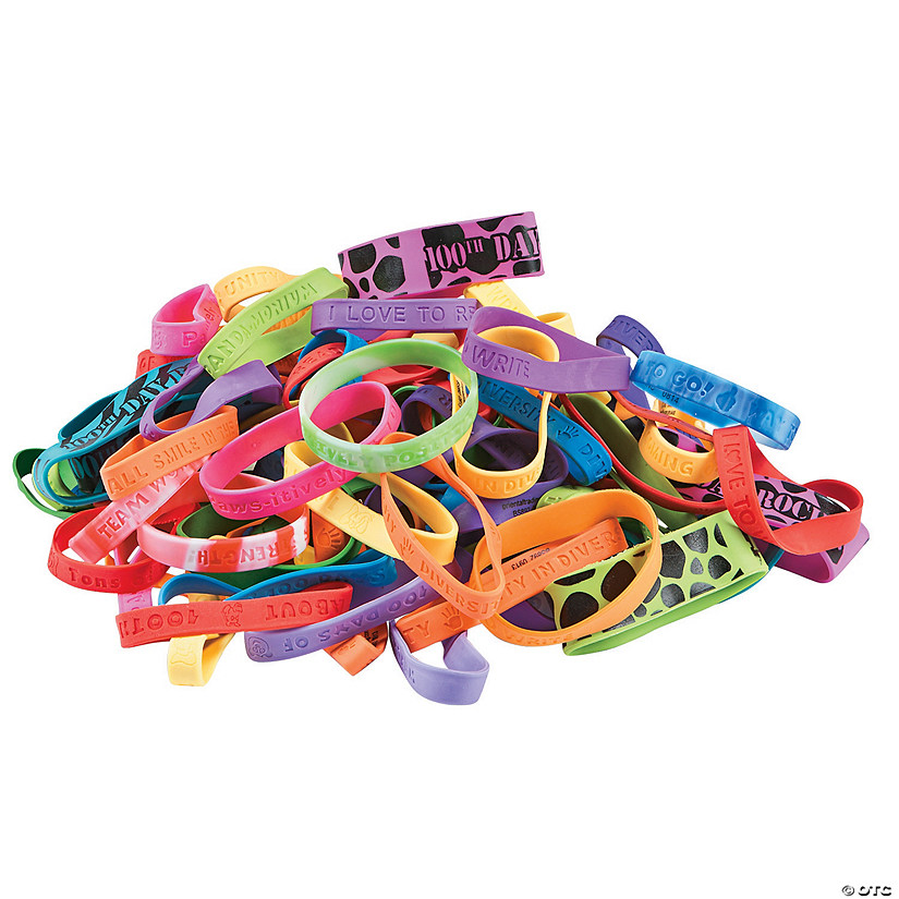Bulk 144 Pc. Classroom Rubber Bracelet Assortment Image