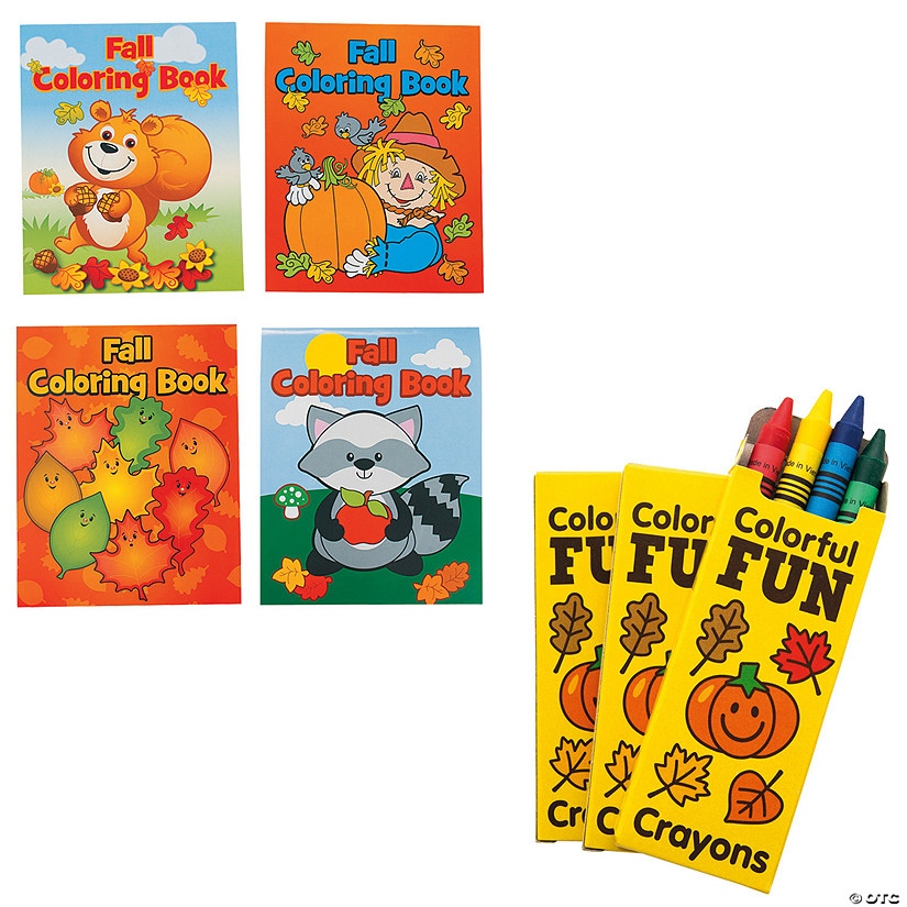 Bulk 144 Pc. Fall Coloring Books & Crayons Kit for 72 Image