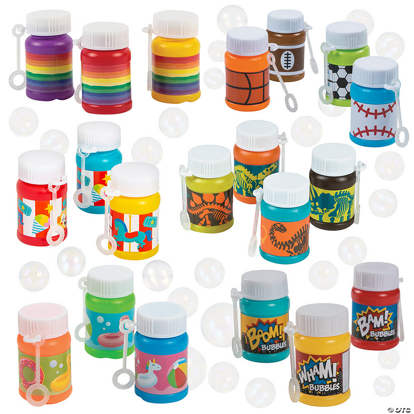 Bulk 144 Pc. Mini Everyday Fun Bubble Bottle Assortment Kit Image