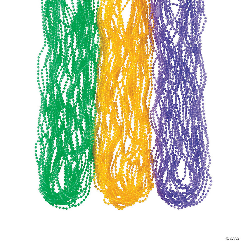 Bulk 144 Pc. Mini Transparent Mardi Gras Bead Necklaces Image