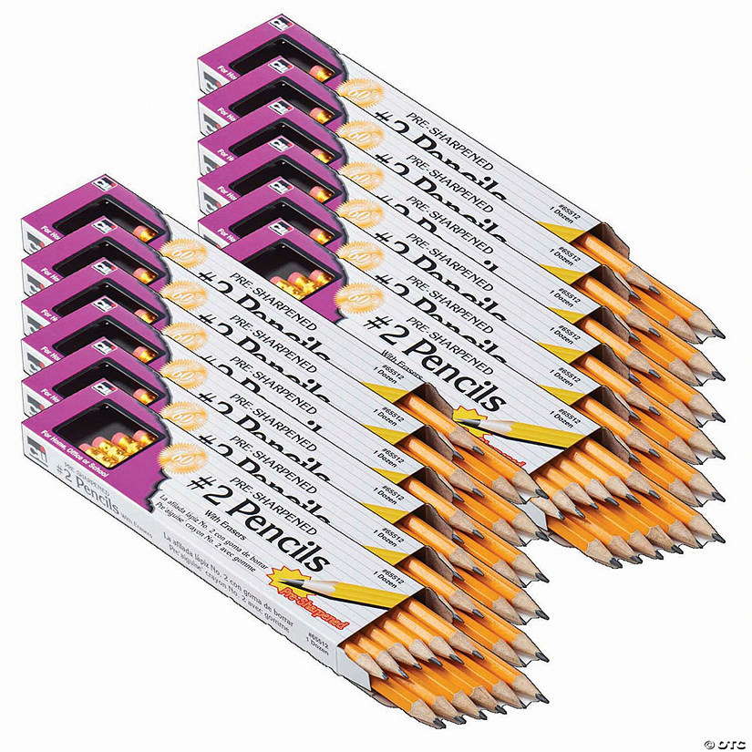 Bulk 144 Pc. No. 2 Pencil with Eraser, Pre-Sharpened, Yellow Image