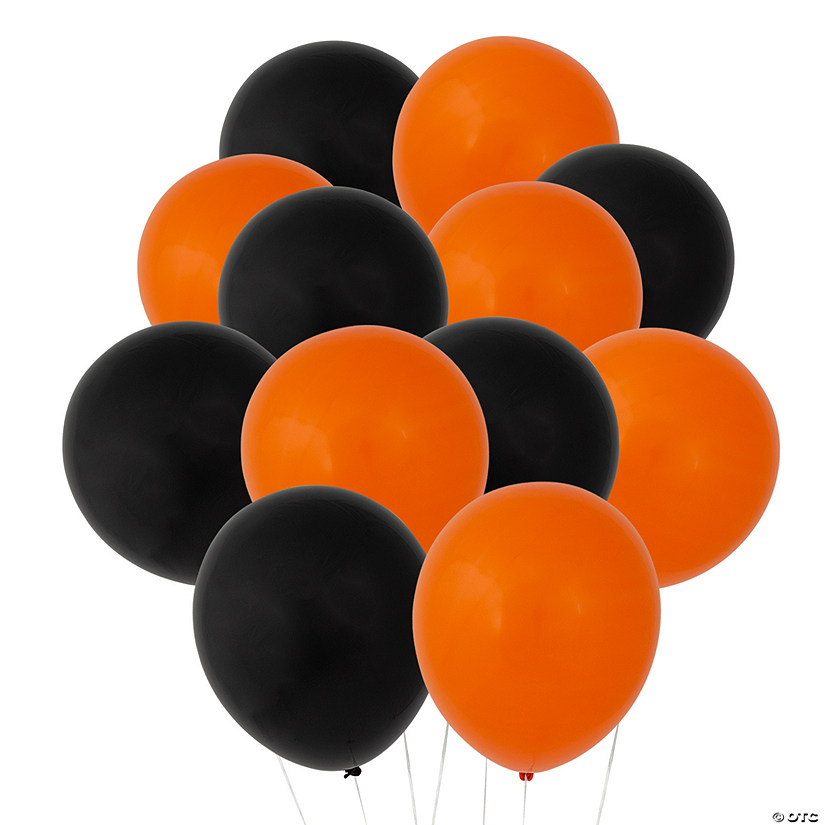 Bulk  144 Pc. Orange & Black 11" Latex Balloon Assortment Image