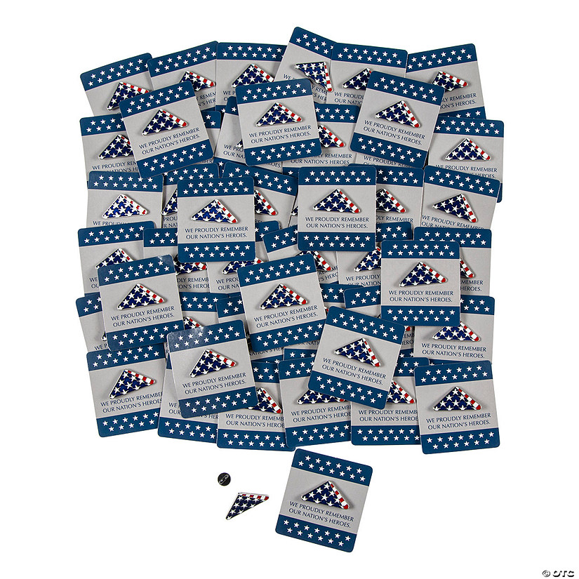 Bulk 144 Pc. Patriotic Folded Flag Pins with Card Image
