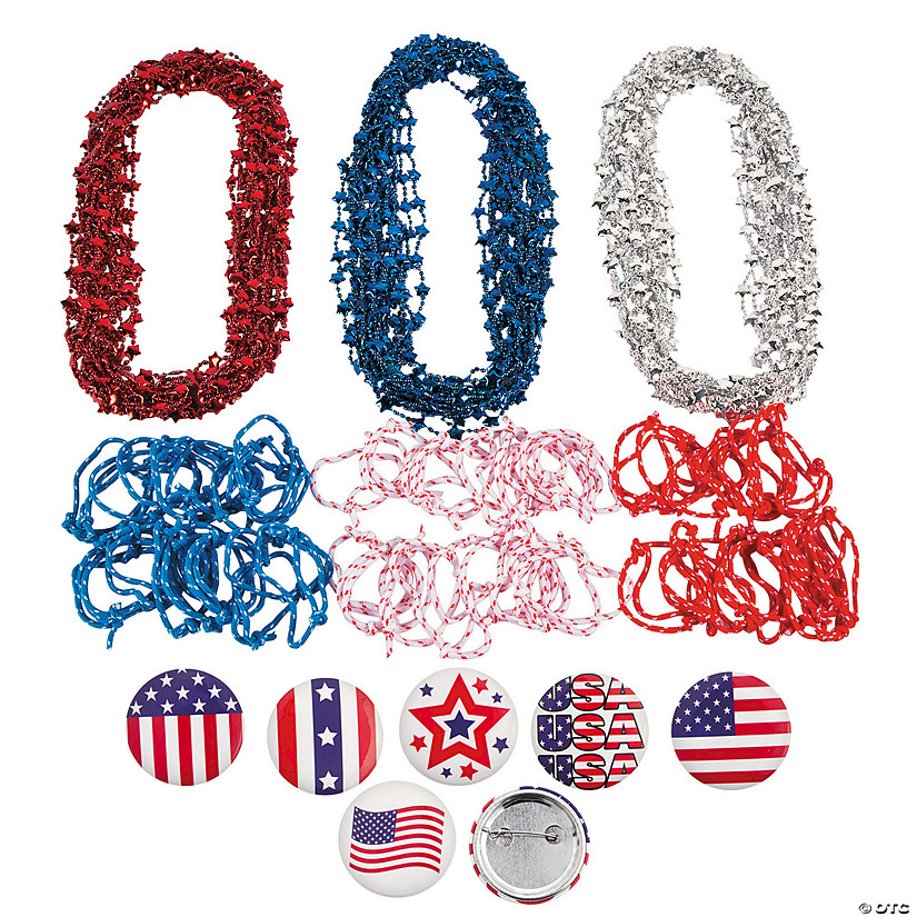Bulk 144 Pc. Patriotic Red, White & Blue Jewelry Handout Assortment Image