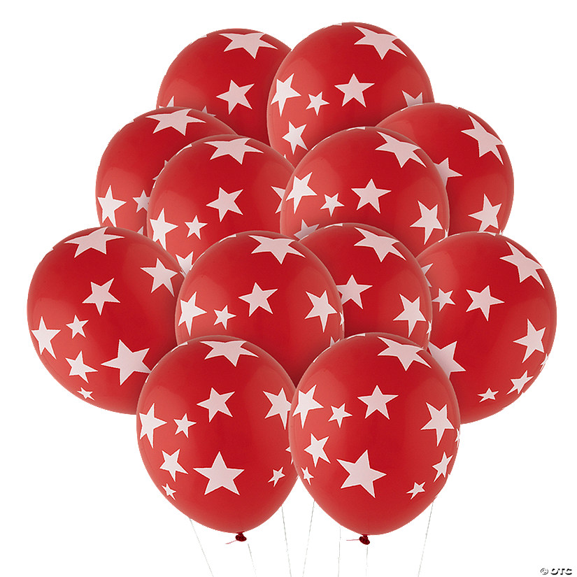 Bulk  144 Pc. Red with White Stars 11" Latex Balloons Image
