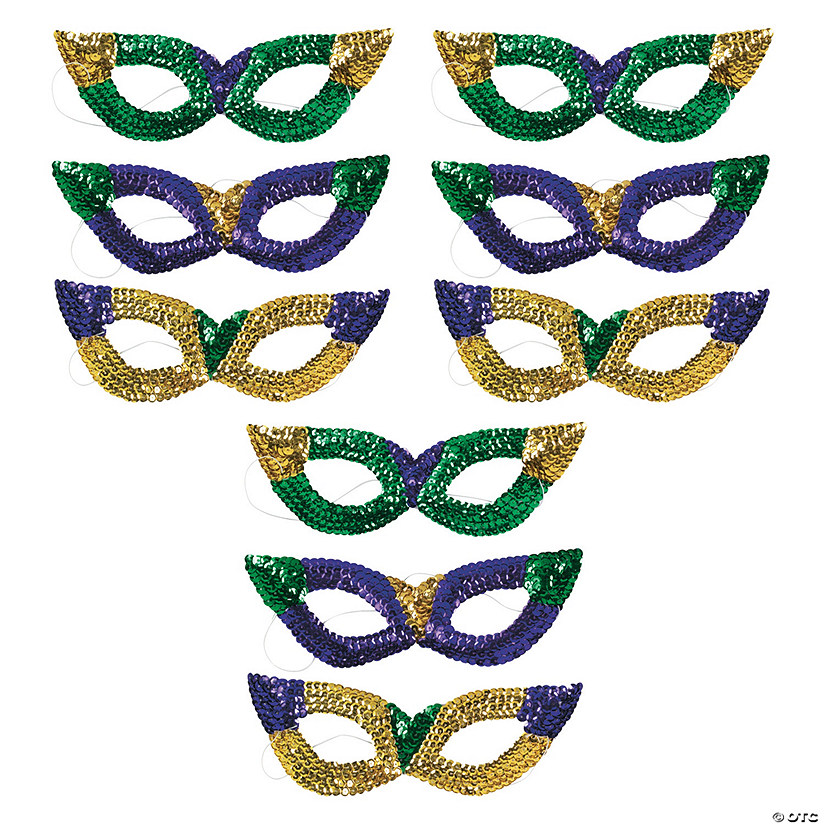 Bulk 144 Pc. Sequin Mardi Gras Masks Image