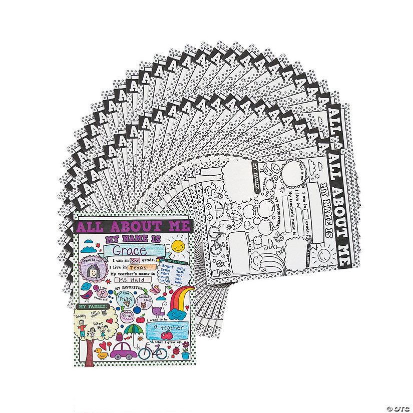 Bulk 150 Pc. Color Your Own All About Me Doodle Posters Image