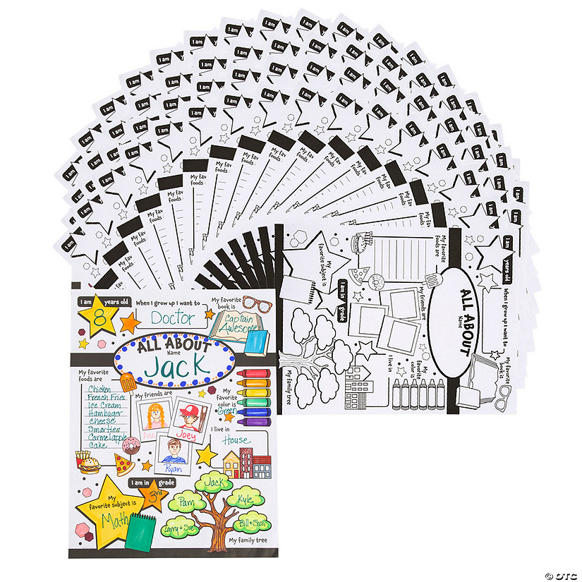 Bulk 150 Pc. Color Your Own &#8220;All About Me&#8221; Posters Image