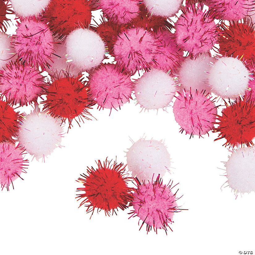 Bulk 150 Pc. Glitter Valentine Pom-Poms Image