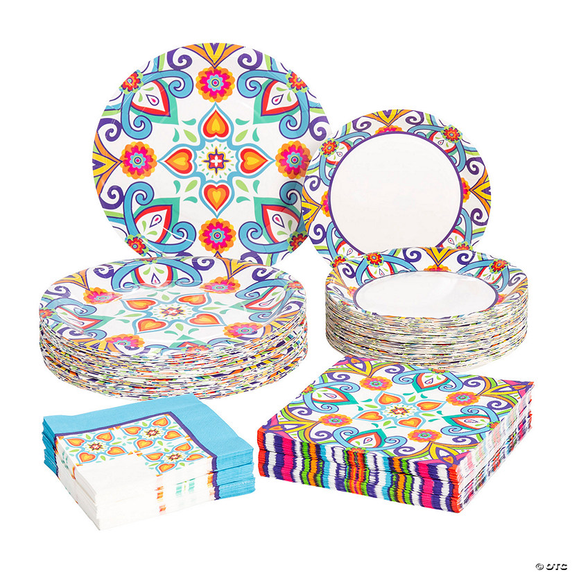 Bulk 192 Pc. Colorful Fiesta Tableware Kit for 48 Guests Image