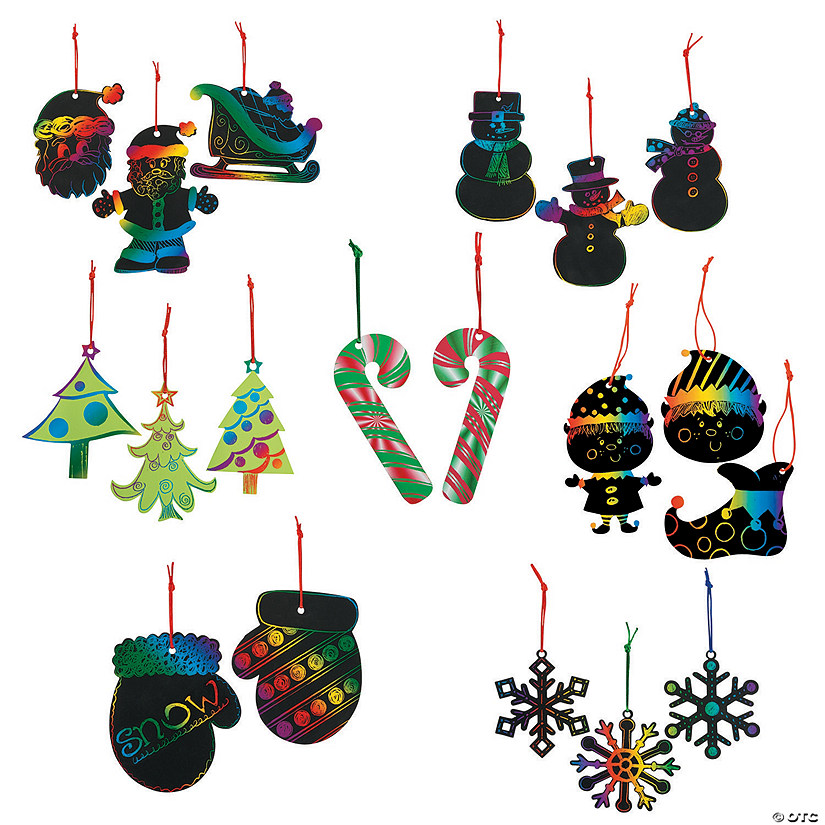 Bulk 192 Pc. Magic Color Scratch Christmas Ornament Assortment Image