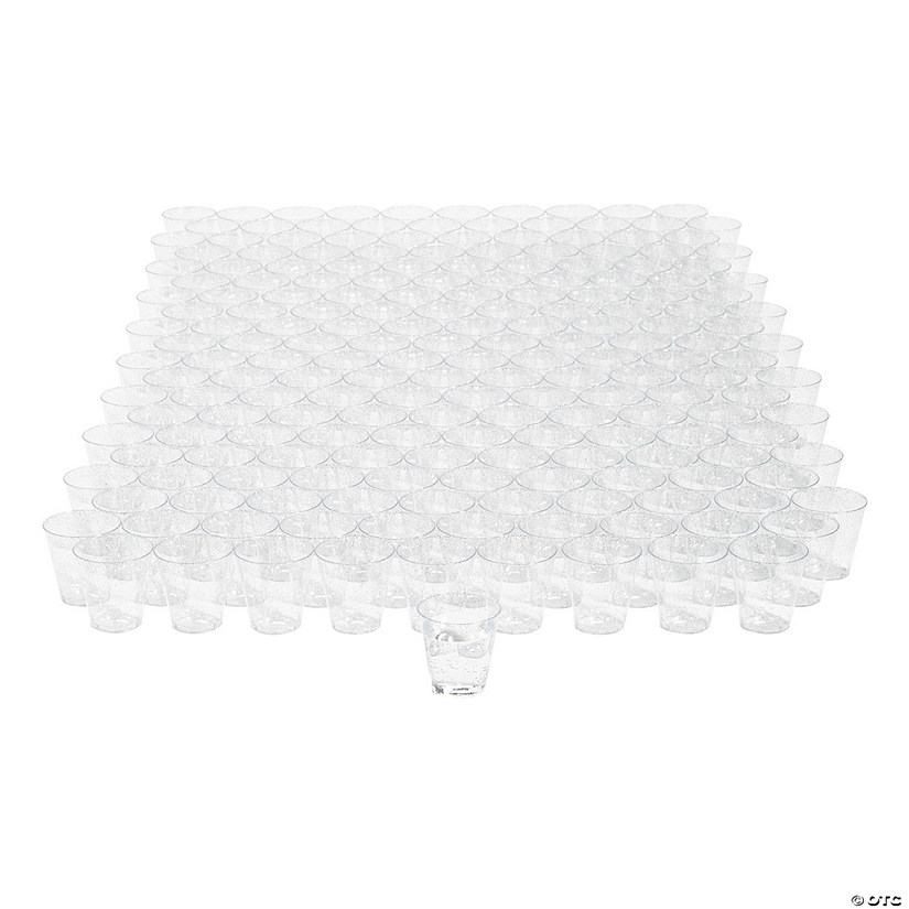 Bulk  200 Ct. Silver Glitter Plastic Shot Glasses Image