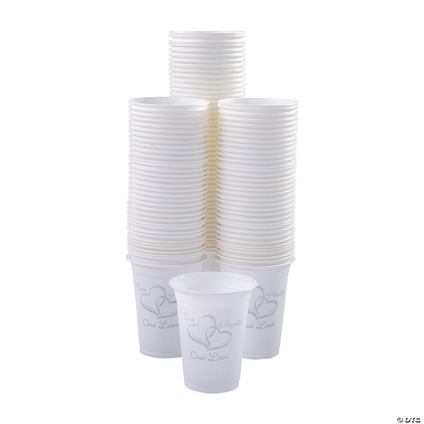 Bulk 200 Ct. Two Hearts Wedding Disposable Plastic Cups Oriental Trading