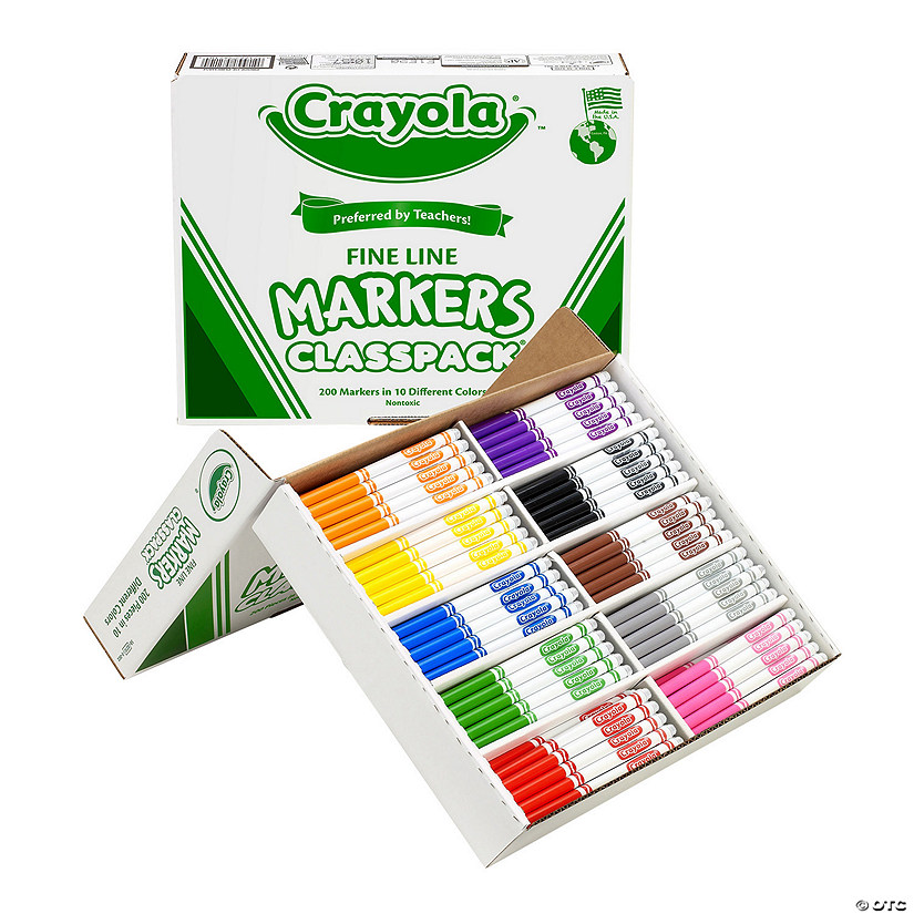 Bulk 200 Pc. Crayola<sup>&#174;</sup> Fine Line Marker Classpack<sup>&#174;</sup> - 10 Colors per pack Image