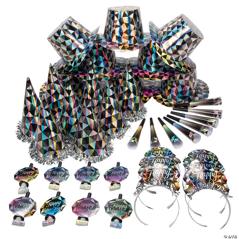 Bulk 200 Pc. Diamond New Year&#8217;s Eve Party Accessories Kit for 100 Image