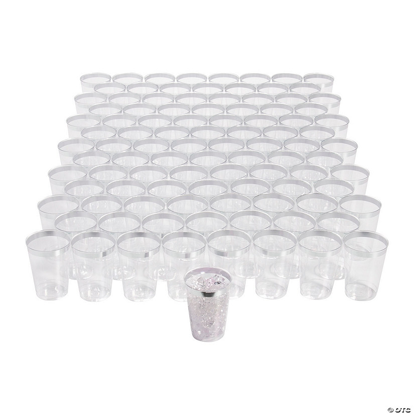 Bulk 200 Pc. Silver Rim Plastic Cups Image