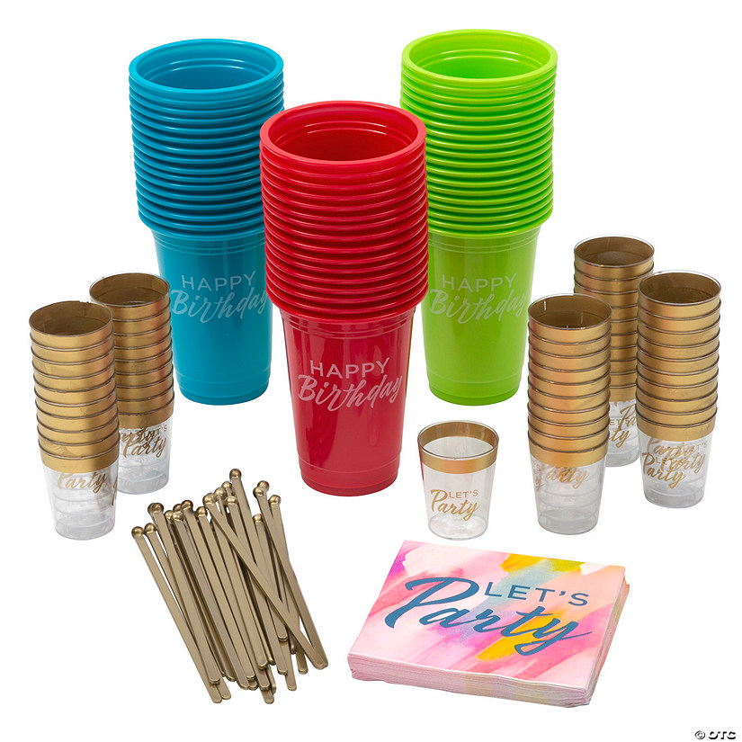 Bulk 236 Pc. Birthday Party Disposable Drinkware Kit for 50 Guests ...