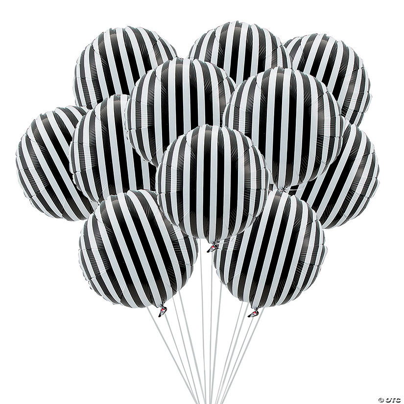 Bulk 24 Pc. Black Striped 18" Mylar Balloons Image