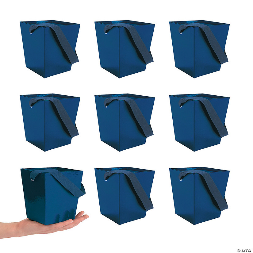 Bulk 24 Pc. Blue Cardboard Buckets with Ribbon Handles Image