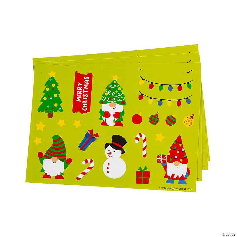 Bulk 24 Pc. Christmas Gnome Sticker Sheets Image