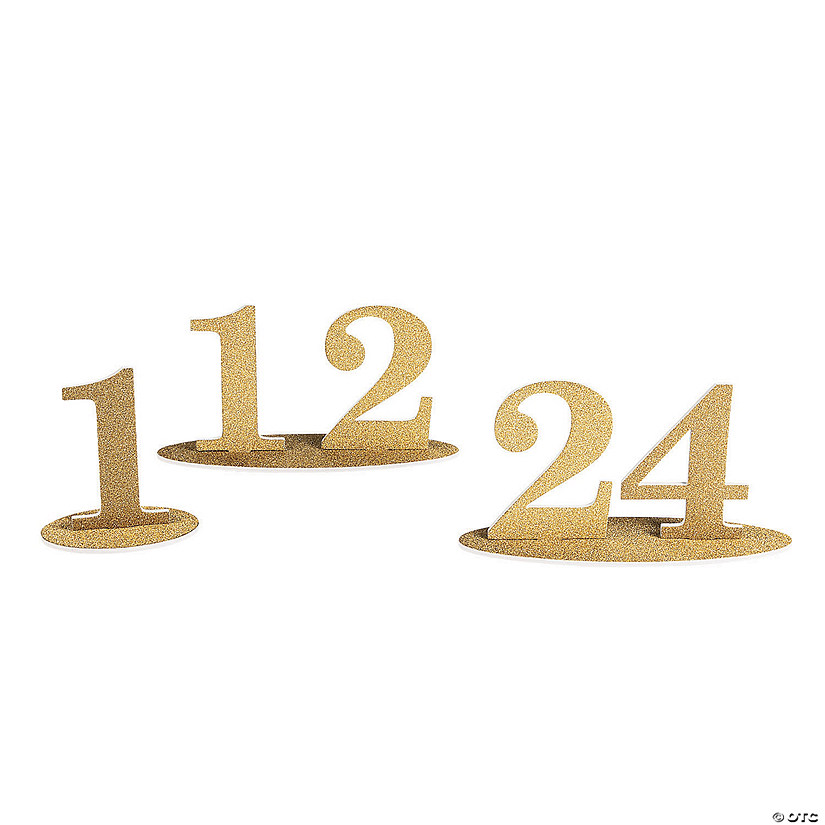 Bulk 24 Pc. Gold Glitter Table Numbers 1-24 Image