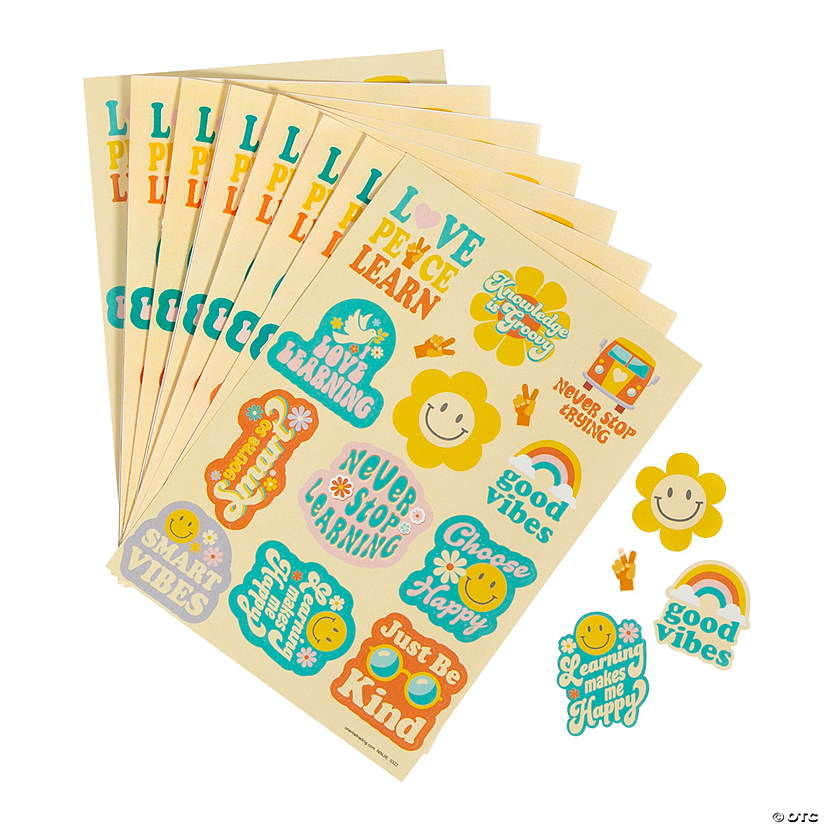 Bulk 24 Pc. Groovy Party Sayings Sticker Sheets Image