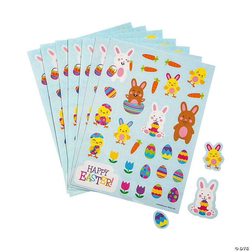 Bulk  24 Pc. Happy Easter Sticker Sheets Image