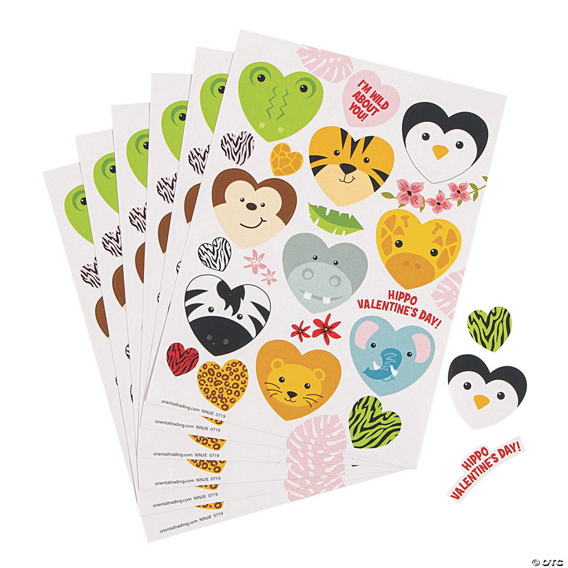Bulk 24 Pc. Heart-Shaped Animal Sticker Sheets Image