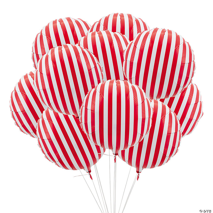 Bulk 24 Pc. Red Striped 18" Mylar Balloons Image