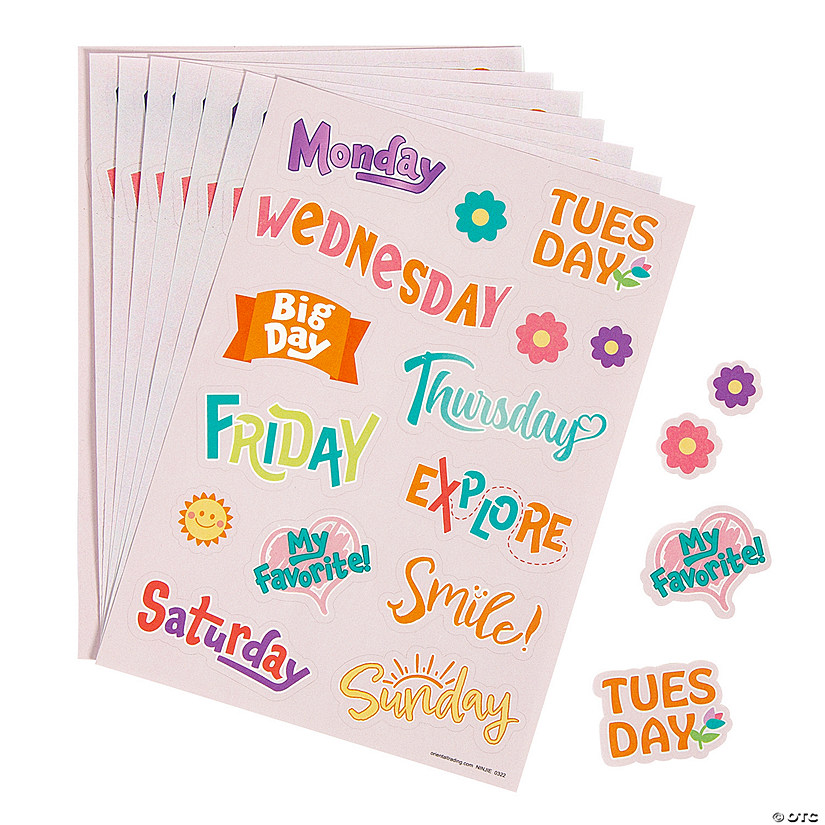Fun Express Days of The Week Sticker Sheets Bulk 24 Sheets