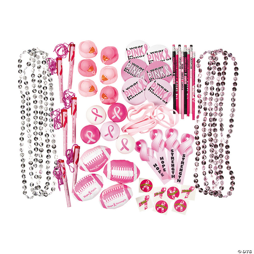 Bulk 250 Pc. Breast Cancer Awareness Pink Ribbon Handout Assortment Image