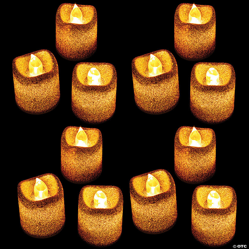 Bulk 36 Pc. Gold Glitter LED Tealight Candles Image