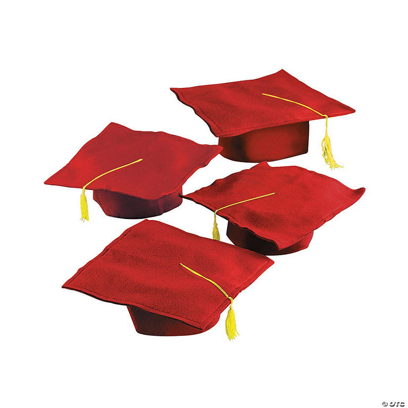 Bulk 36 Pc. Kids&#8217; Red Felt Elementary School Graduation Mortarboard Hats Image