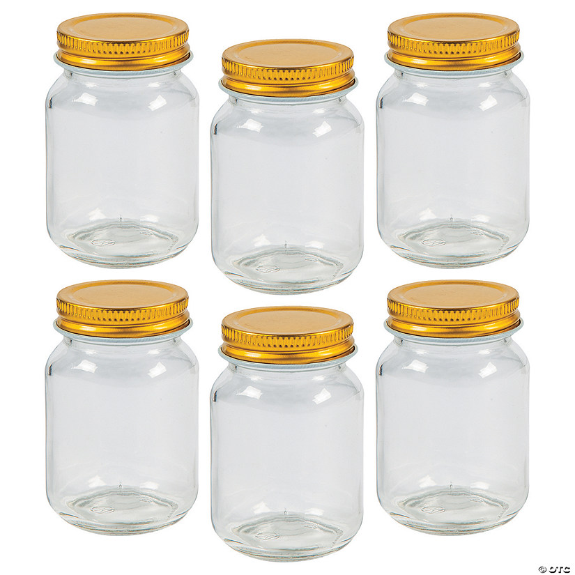 Bulk 36 Pc. Mini Mason Favor Jars with Gold Lids Image