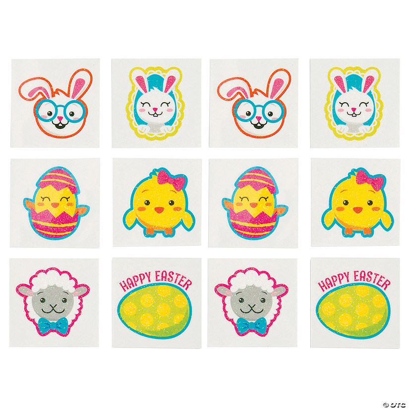 Bulk 360 Pc. Easter Character Glitter Tattoos Image