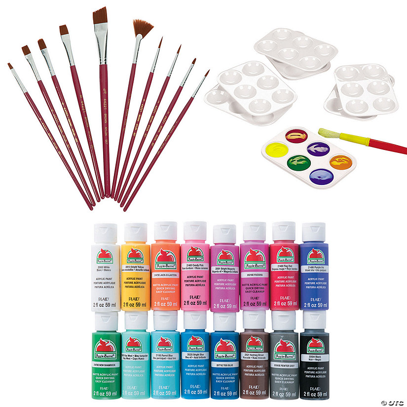 Bulk 38 Pc. Apple Barrel<sup>&#174;</sup> Acrylic Paint & Paintbrush Kit Image