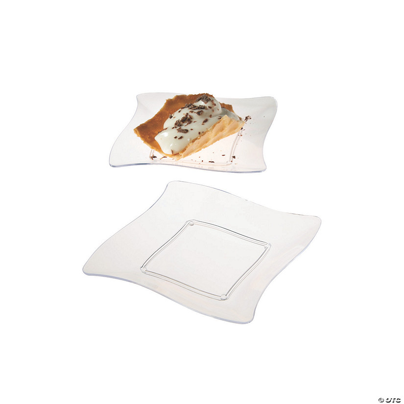 Bulk  40 Ct. Mini Square Wave Plastic Dessert Plates Image