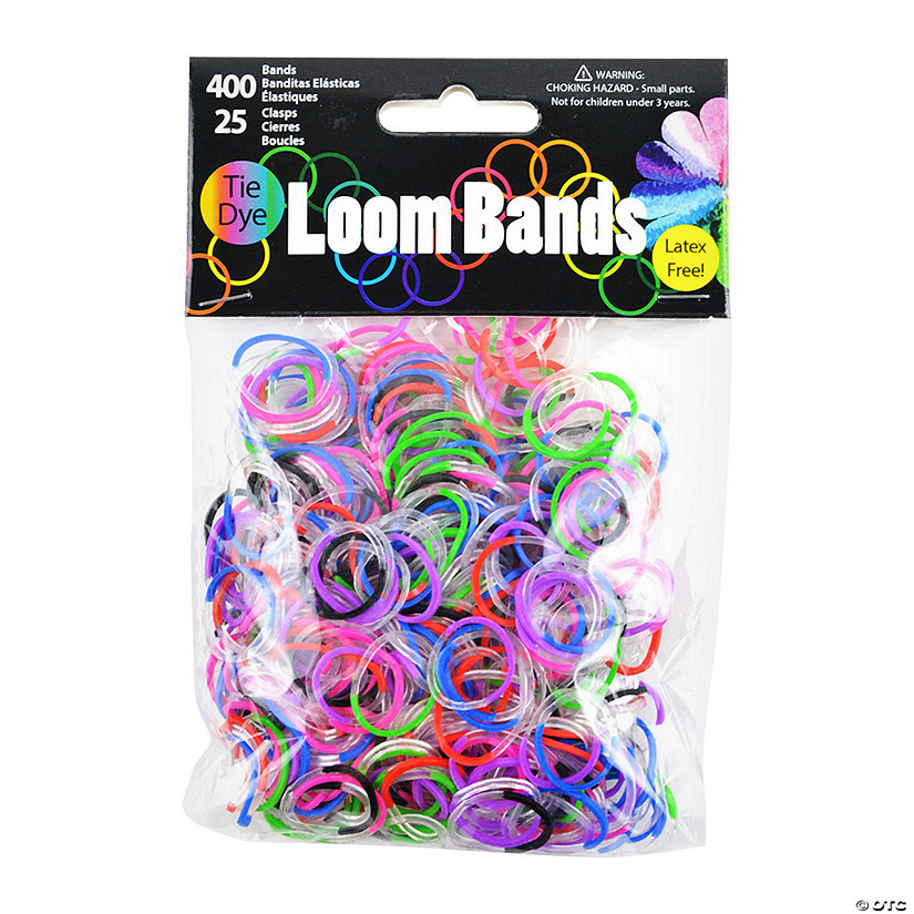 Bulk 425 Pc. Tie-Dye Loom Bands with Plastic Clasps Image