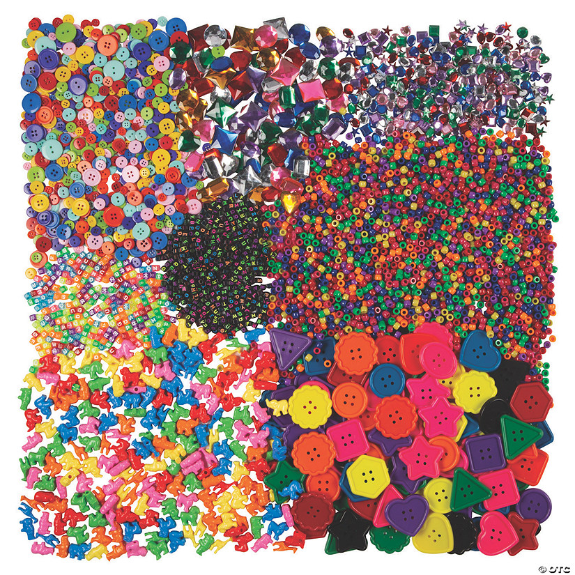 Bulk 4350 Pc. Makerspace Buttons, Beads & Jewels Supplies Boredom Buster Kit Image