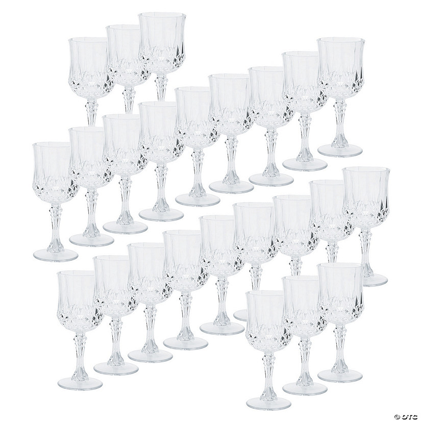 Bulk 48 Ct. Clear Patterned Plastic Wine Glasses | Oriental Trading