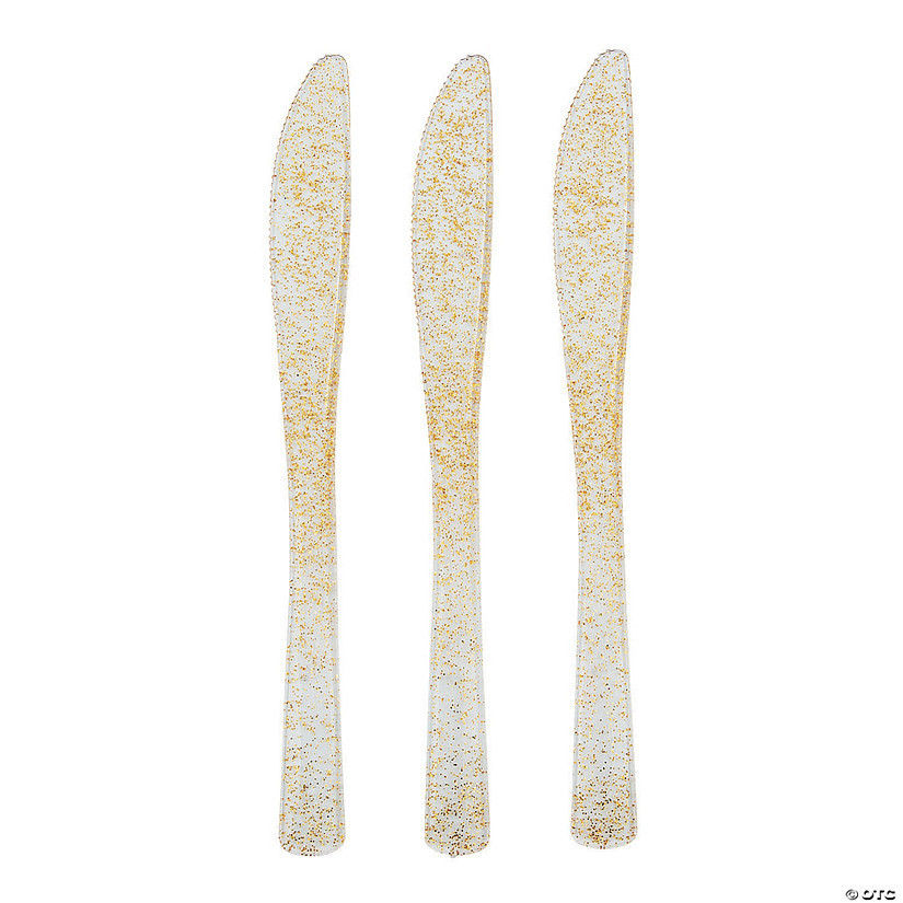 Bulk  48 Ct. Gold Glitter Plastic Knives Image