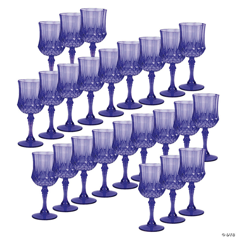 Bulk  48 Ct. Purple Patterned Plastic Wine Glasses Image