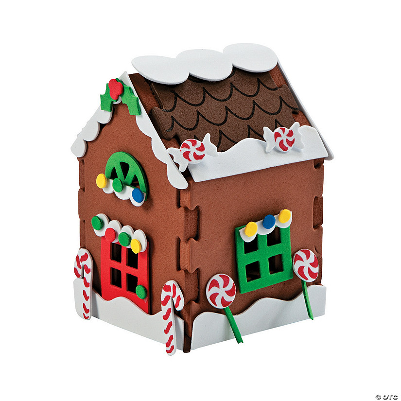 Bulk 48 Pc. 3D Gingerbread House Craft Kit Image