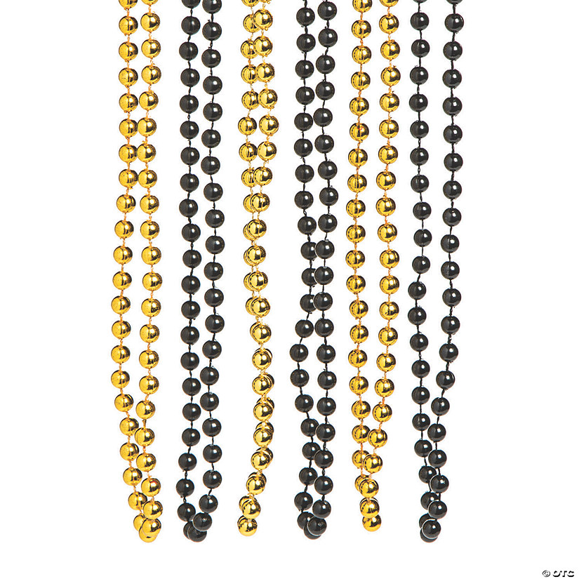 Bulk 48 Pc. Black & Gold Bead Necklaces Image