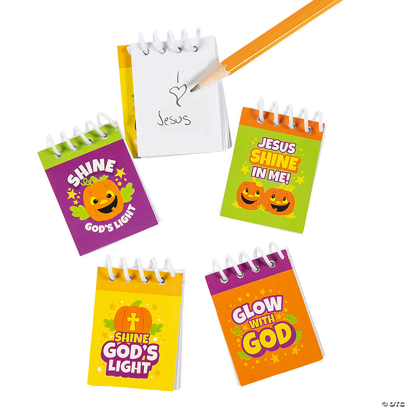 Bulk 48 Pc. Christian Pumpkin Mini Spiral Notepads